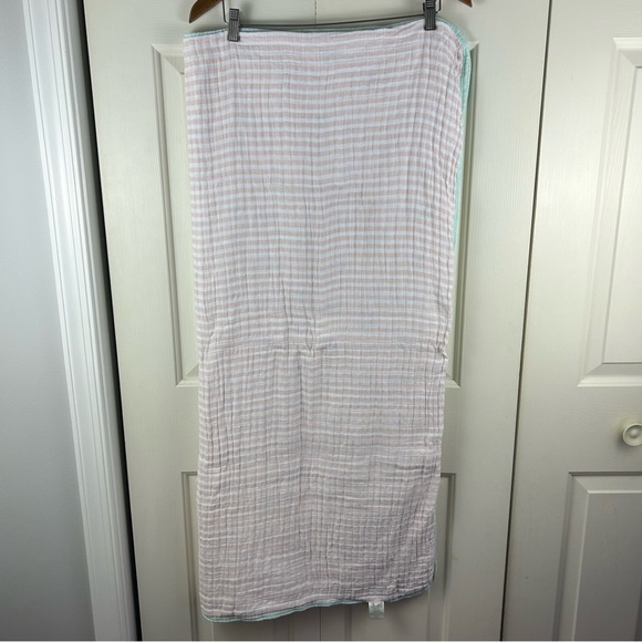 Cloud Island Lemons Baby Blanket Pink White Stripes Muslin Quilt Yellow White - Picture 7 of 7